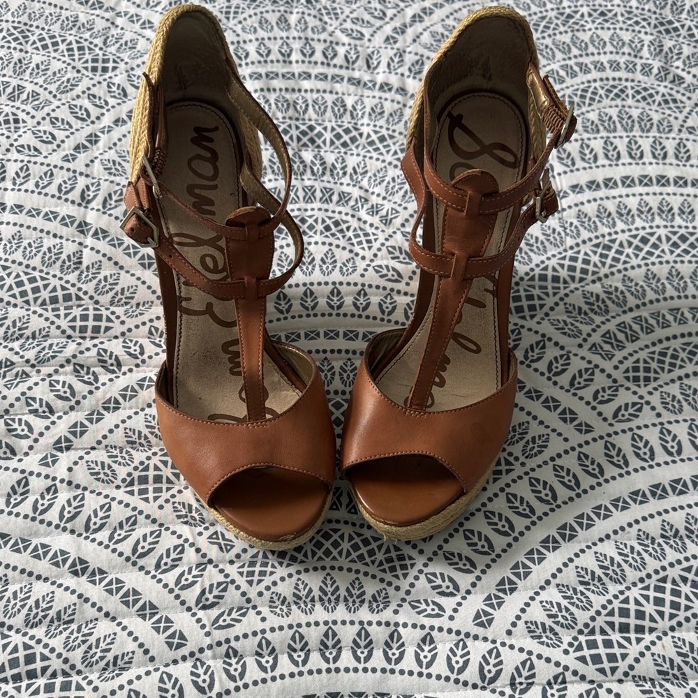 Sam Edelman Tan Strappy Wedges